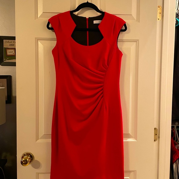 Calvin Klein red midi dress - Picture 1 of 12